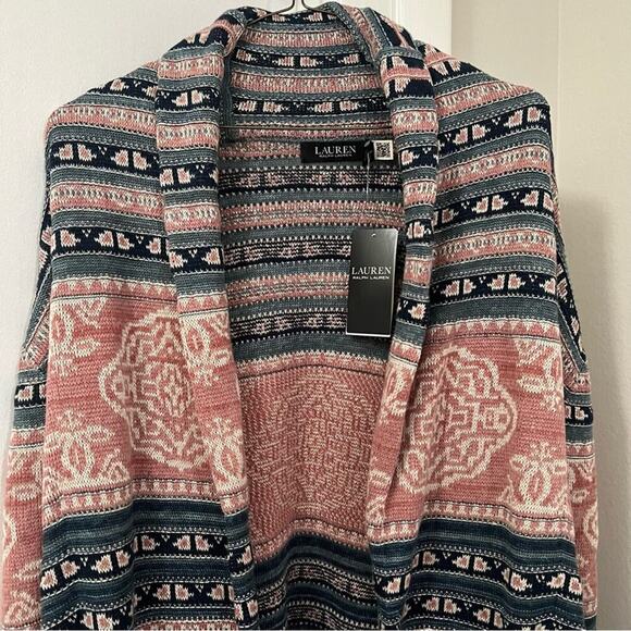 Lauren Ralph Lauren Aztec Southwest Print Style Belted Cardigan - Picture 5 of 16